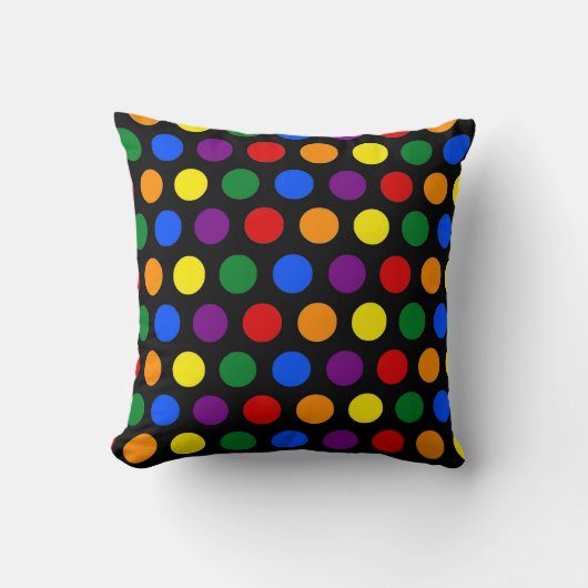 Rainbow Polka Dot Throw Cushion Kissen (Vorderseite)