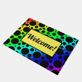 Rainbow Polka Dot Welcome Doormat Fußmatte (Schrägansicht)