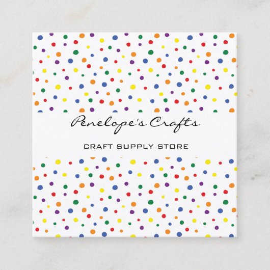 Rainbow Polka Dots Abstrakt Square Business Card Quadratische Visitenkarte (Vorderseite)