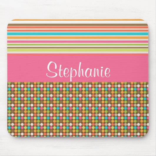 Rainbow Polka Dots Anpassbare Monogramm-Maus-Pad Mousepad (Vorne)