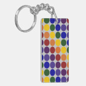 Rainbow Polka Dots auf Grau Schlüsselanhänger (Vorderseite links)