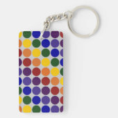 Rainbow Polka Dots auf Grau Schlüsselanhänger (Rückseite)