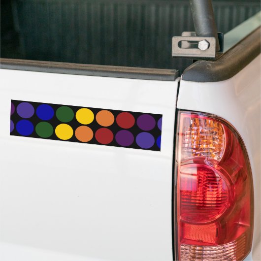 Rainbow Polka Dots auf Schwarz Autoaufkleber (Auf Lkw)