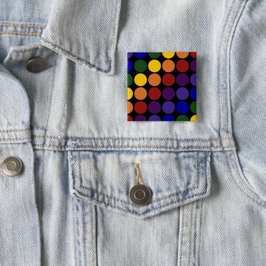 Rainbow Polka Dots auf Schwarz Button (Beispiel)