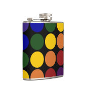 Rainbow Polka Dots auf Schwarz Flachmann (Rechts)