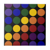 Rainbow Polka Dots auf Schwarz Fliese (Vorderseite)
