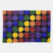 Rainbow Polka Dots auf Schwarz Handtuch (Horizontal)