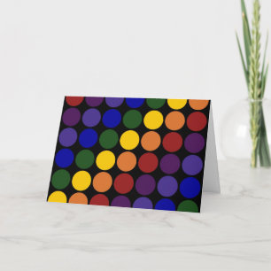 Rainbow Polka Dots auf Schwarz Karte