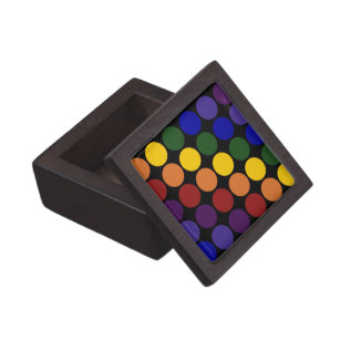 Rainbow Polka Dots auf Schwarz Kiste