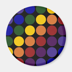 Rainbow Polka Dots auf Schwarz Magnet