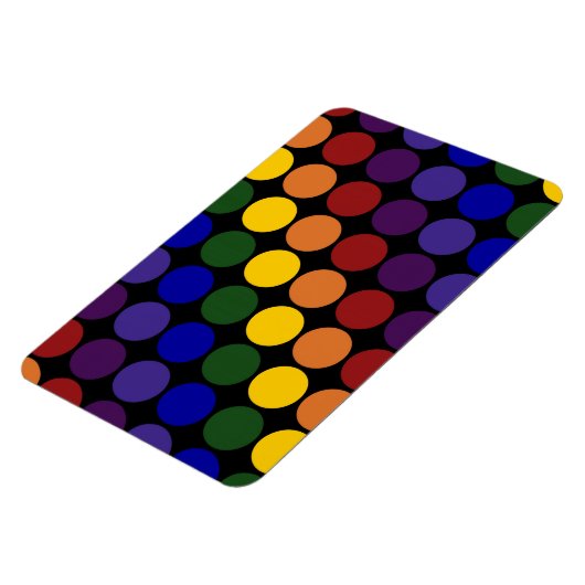 Rainbow Polka Dots auf Schwarz Magnet (Linke Seite)