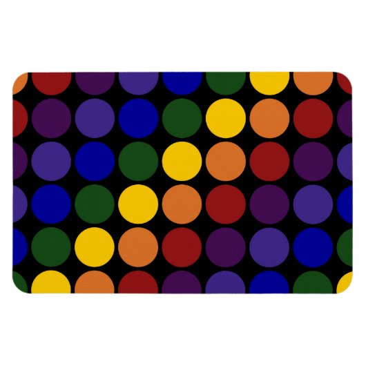 Rainbow Polka Dots auf Schwarz Magnet (Horizontal)