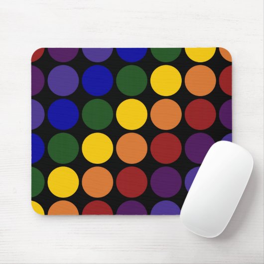 Rainbow Polka Dots auf Schwarz Mousepad (Mit Mouse)
