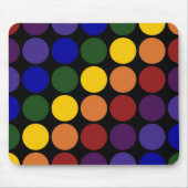 Rainbow Polka Dots auf Schwarz Mousepad (Vorne)