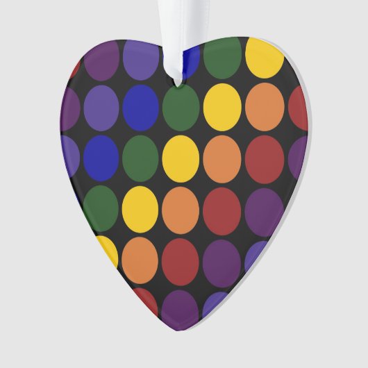 Rainbow Polka Dots auf Schwarz Ornament (Vorderseite)