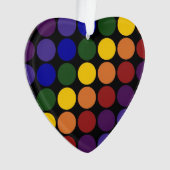 Rainbow Polka Dots auf Schwarz Ornament (Vorderseite)