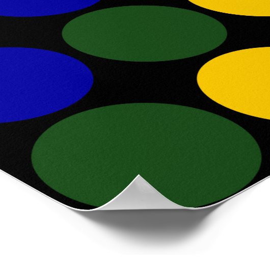 Rainbow Polka Dots auf Schwarz Poster (Ecke)