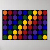 Rainbow Polka Dots auf Schwarz Poster (Vorne)