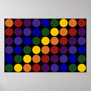 Rainbow Polka Dots auf Schwarz Poster