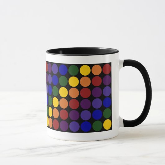 Rainbow Polka Dots auf Schwarz Tasse (Rechts)