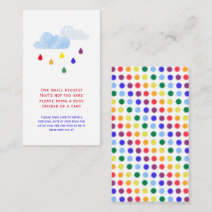 Rainbow Polka Dots Babydusche Buchanfrage Begleitkarte