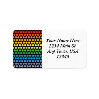 Rainbow Polka Dots Black Adressaufkleber