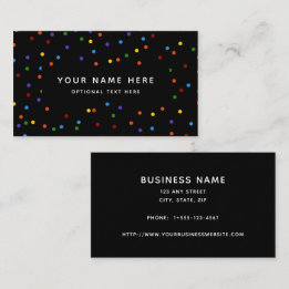 Rainbow Polka Dots Black Confetti Muster Visitenkarte
