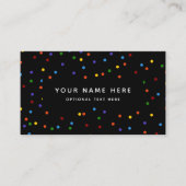 Rainbow Polka Dots Black Confetti Muster Visitenkarte (Vorderseite)