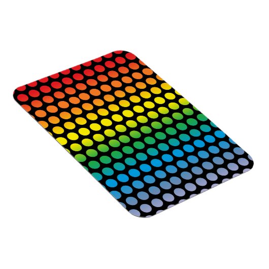 Rainbow Polka Dots Black Magnet (Rechte Seite)