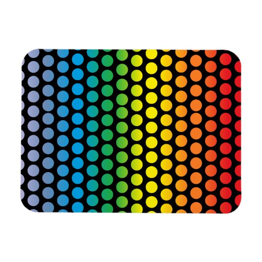 Rainbow Polka Dots Black Magnet (Horizontal)