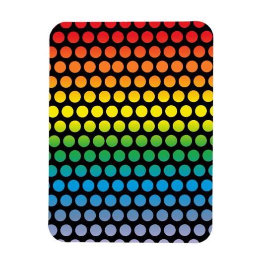 Rainbow Polka Dots Black Magnet (Vertikal)