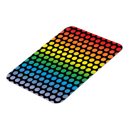 Rainbow Polka Dots Black Magnet (Linke Seite)