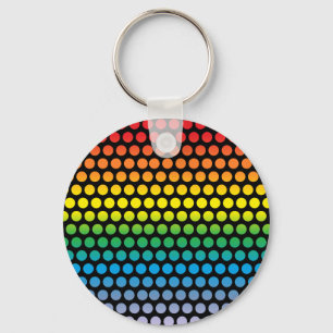 Rainbow Polka Dots Black Schlüsselanhänger