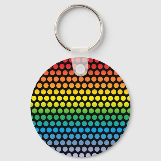 Rainbow Polka Dots Black Schlüsselanhänger (Vorderseite)