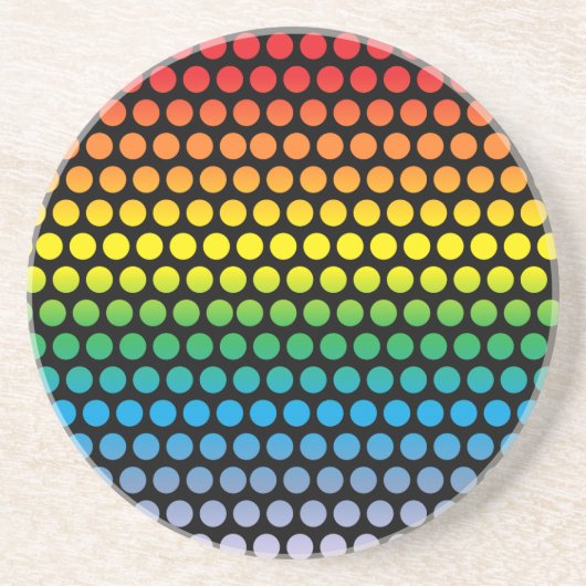 Rainbow Polka Dots Black Untersetzer (Vorne)