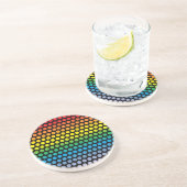 Rainbow Polka Dots Black Untersetzer (Seite)