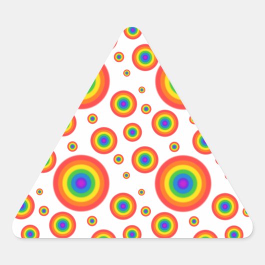 Rainbow Polka Dots Dreieckiger Aufkleber (Vorderseite)