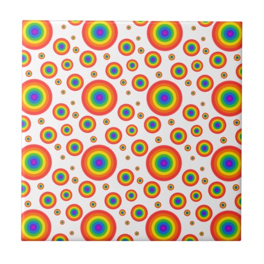 Rainbow Polka Dots Fliese (Vorderseite)