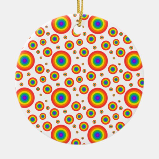 Rainbow Polka Dots Keramikornament (Vorne)