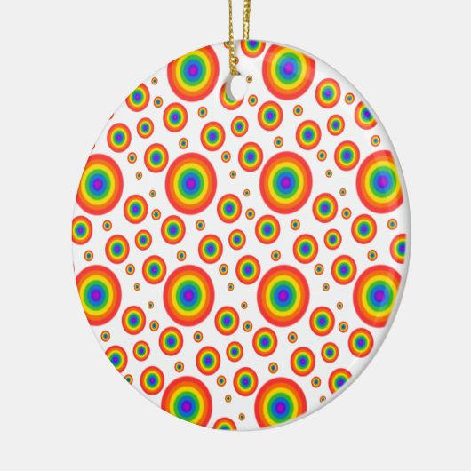 Rainbow Polka Dots Keramikornament (Links)