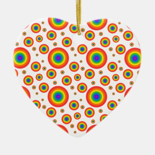 Rainbow Polka Dots Keramikornament (Vorne)