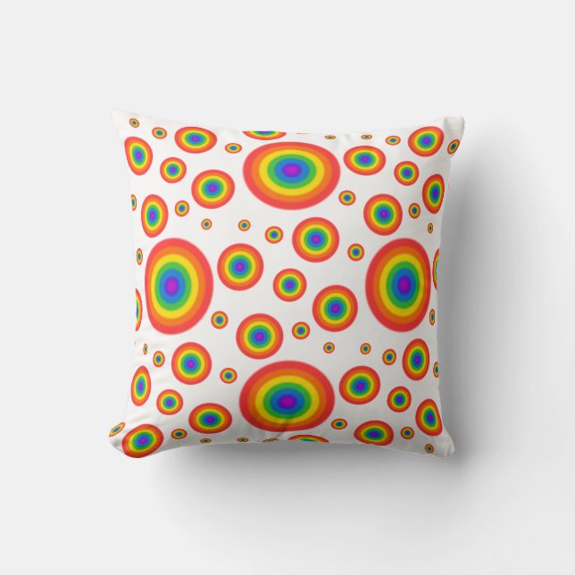 Rainbow Polka Dots Kissen (Vorderseite)