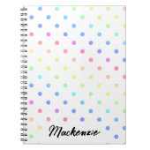 Rainbow Polka Dots mit Individuelle Name Notizblock (Vorderseite)