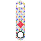 Rainbow Polka Dots Monogramm Speed Flaschenöffner (Rückseite)