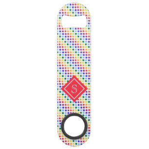 Rainbow Polka Dots Monogramm Speed Flaschenöffner