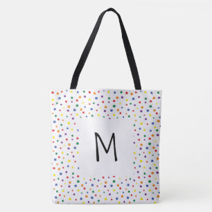 Rainbow Polka Dots Monogramm Tasche