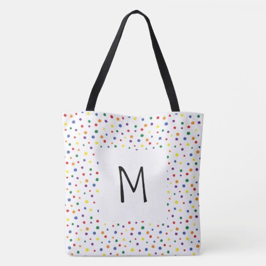 Rainbow Polka Dots Monogramm Tasche (Rückseite)