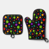 Rainbow Polka Dots Ofenhandschuh & Topflappen-Set (Vorderseite)