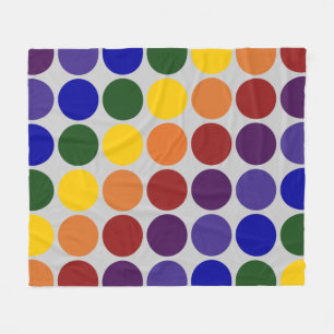 Rainbow Polka Dots on Gray Fleecedecke