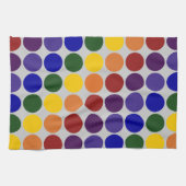 Rainbow Polka Dots on Gray Geschirrtuch (Horizontal)